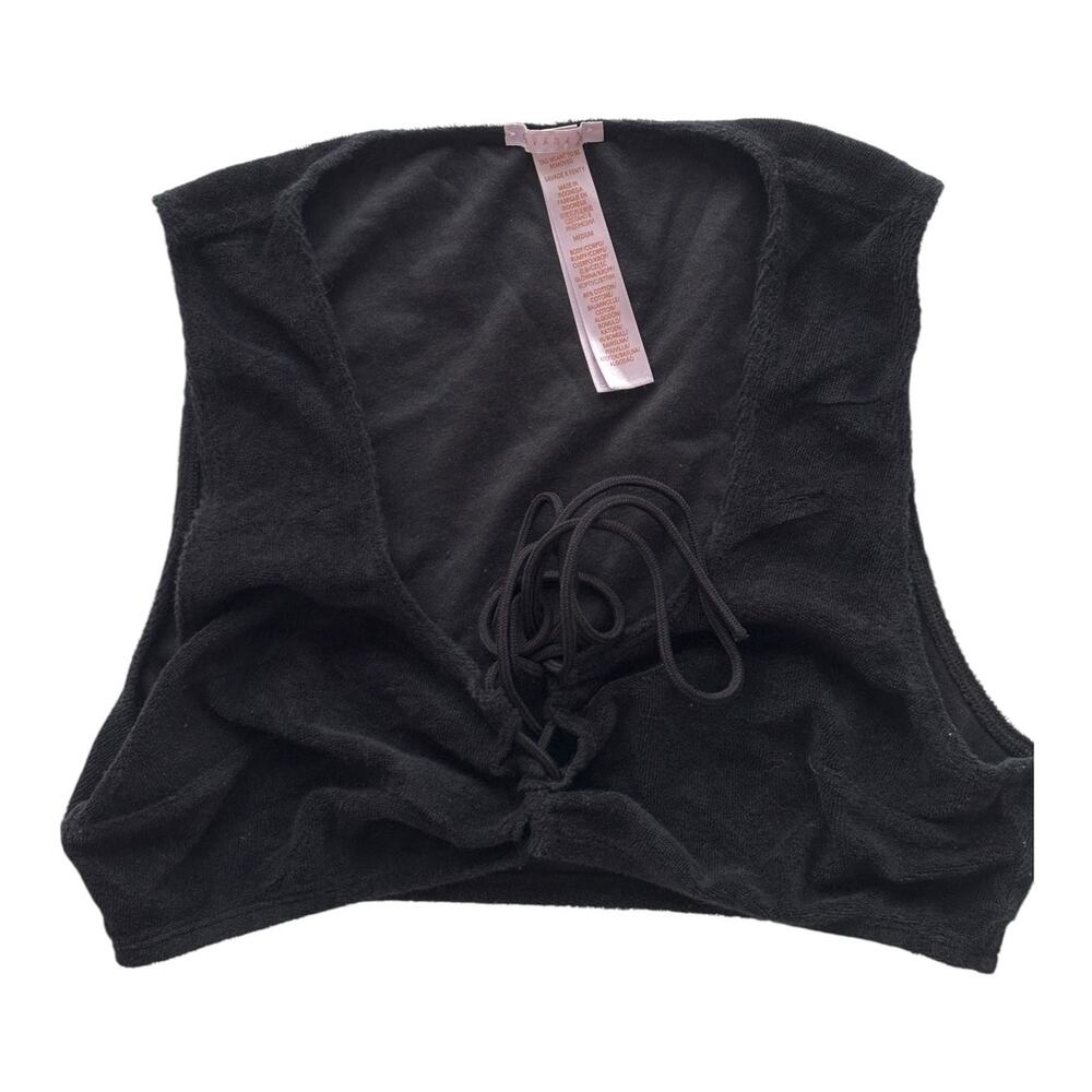 Savage X Fenty M Y2K Crop Top Black Tie Front